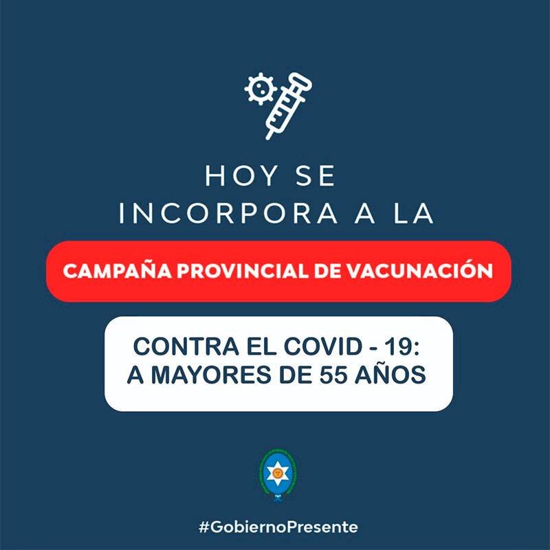 COVID19: Vacunación para mayores de 55 años