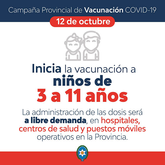 COVID19: Vacunación de menores de 3 a 11 años
