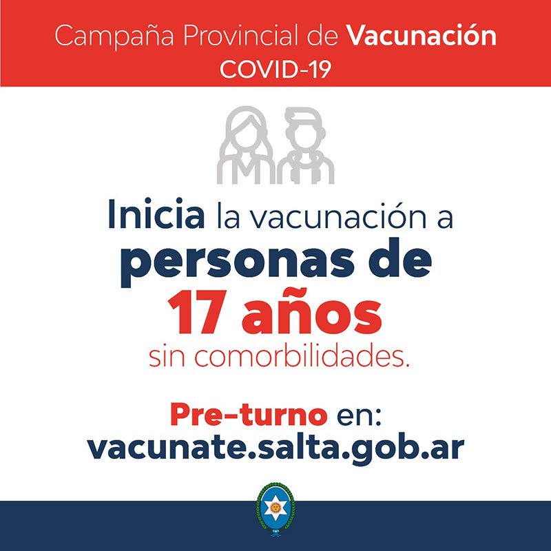 COVID19: Inicia vacunación de personas de 17 años
