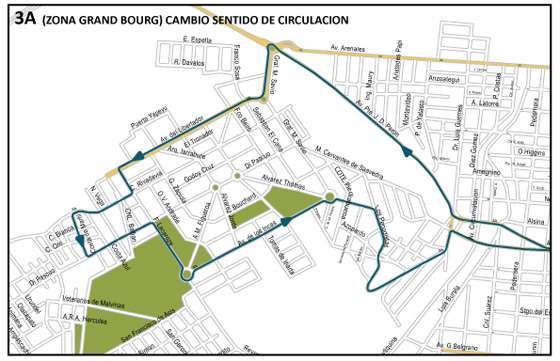 Desde el lunes 6 cambio de paradas y recorrido del corredor 3 A