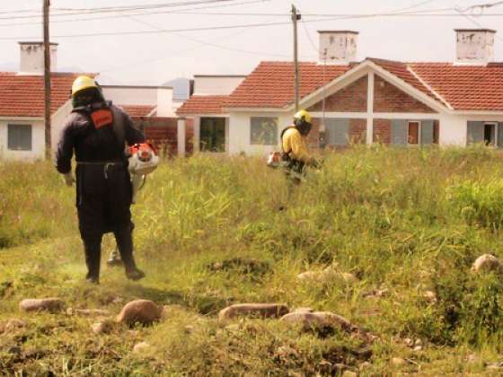 Tareas de desmalezamiento en barrio El Huayco