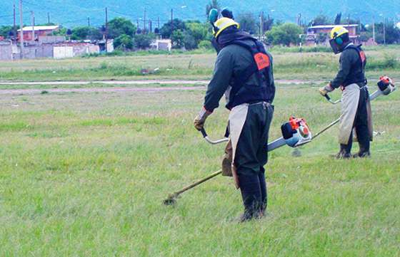 Brigadistas de Defensa Civil realizan desmalezamiento en barrios de la ciudad