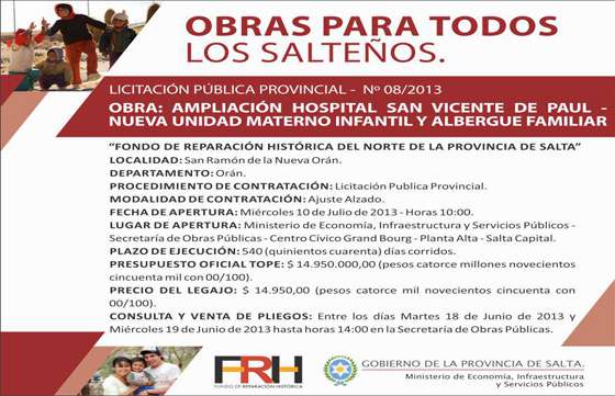 El hospital de Orán tendrá una nueva unidad materno infantil y un albergue familiar