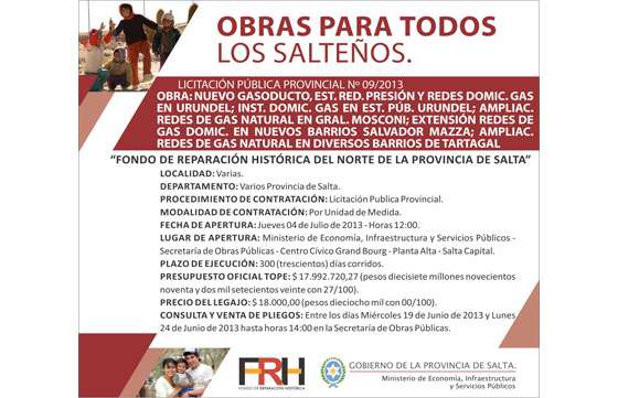 Importantes obras de gas para el norte provincial