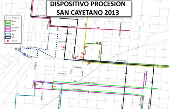 Servicio de transporte por la procesión a San Cayetano