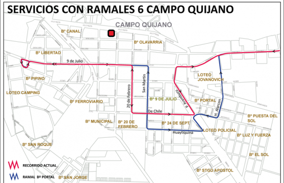 Mejoras en el  servicio de transporte en Campo Quijano