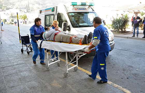 Simulacro de sismo en el centro de salud de Barrio Solidaridad