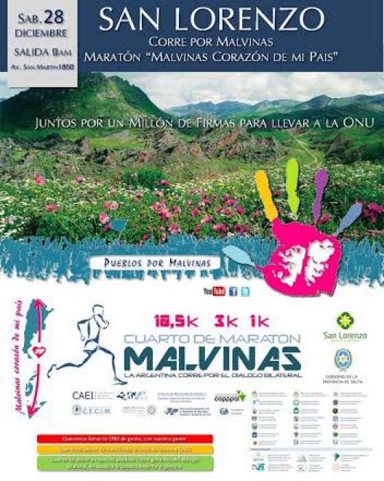 Mañana se correrá la maratón “Malvinas, corazón de mi país” en San Lorenzo