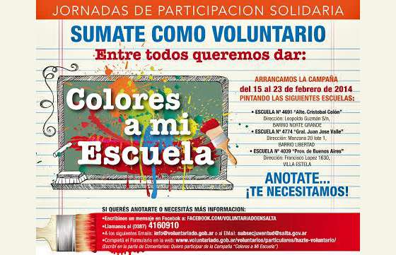 Provincia y municipio promueven jornadas solidarias para pintar y refaccionar escuelas de la ciudad