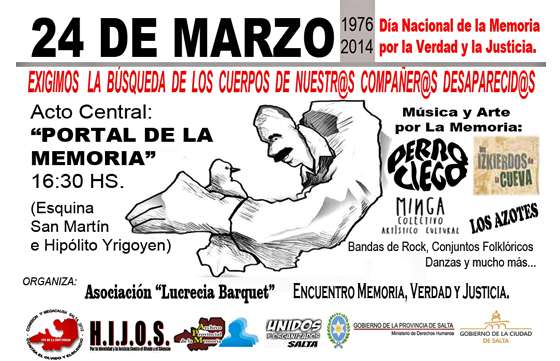 Será conmemorado el Día Nacional de la Memoria por la Verdad y la Justicia