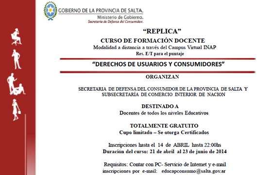 Docentes de la Provincia podrán capacitarse en consumo a través de un curso virtual