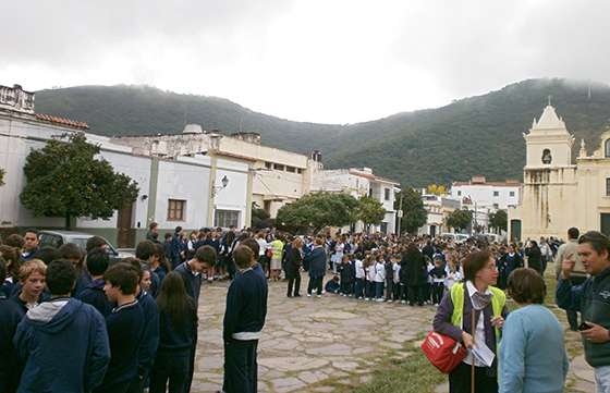 Defensa Civil participó de un simulacro en el Colegio San Marcos en el turno mañana