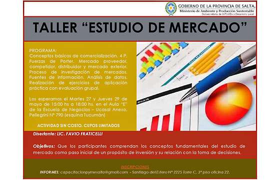 Invitan a participar del Taller de Estudios de Mercado