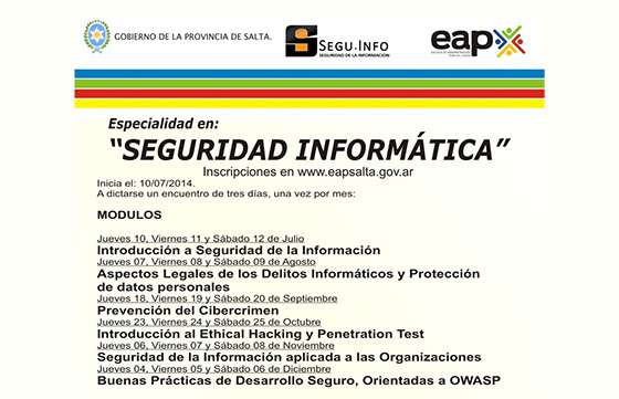 El jueves comenzará la Especialidad en Seguridad Informática que dicta la EAP