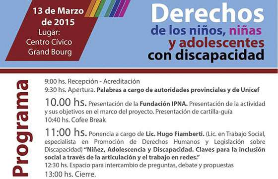 Se realizará una jornada de Promoción de Derechos de Niños, Niñas y Adolescentes con discapacidad