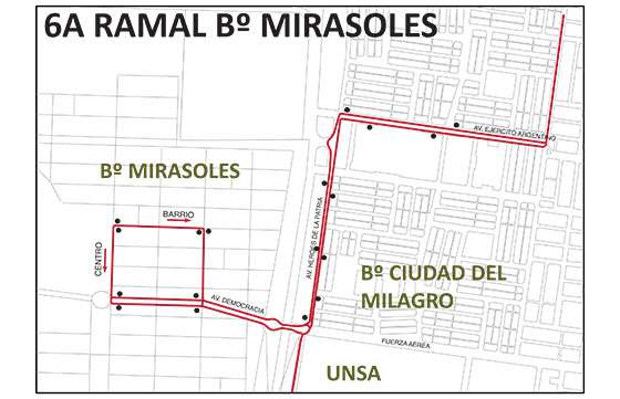 SAETA dispuso  el nuevo servicio 6A ramal Mirasoles