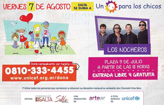 Salta se suma nuevamente a “Un Sol para los Chicos” a beneficio de UNICEF