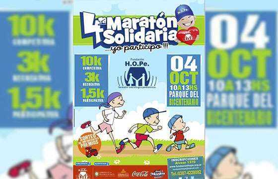 Este domingo se correrá la 4ª Maratón de la Fundación HOPe