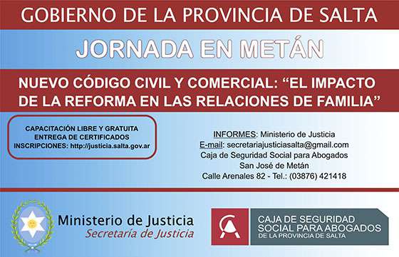 Se capacitará en Metán sobre las principales reformas del Nuevo Código Civil y Comercial de Nación