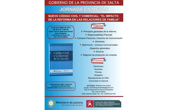 Capacitación y asesoramiento jurídico gratuito hoy en Metán