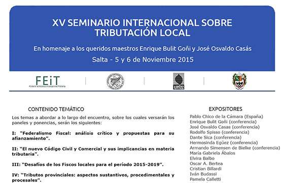 Se desarrollará en nuestra ciudad el XV Seminario Internacional sobre Tributación Local