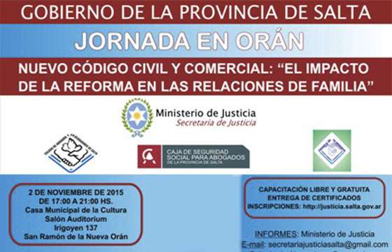 Jornada informativa sobre el Nuevo Código Civil y Comercial de Nación en Orán