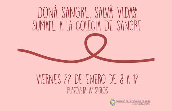 Hoy se realizará una colecta de sangre en plazoleta IV Siglos