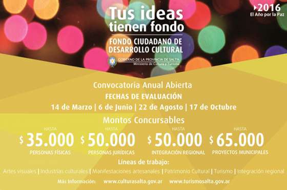 Se lanzará hoy el Fondo Ciudadano de Desarrollo Cultural y Turístico 2016