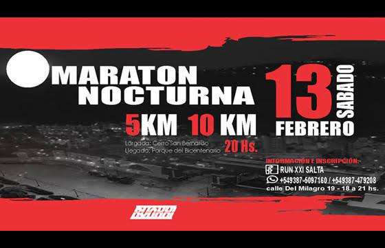Este sábado se realizará una carrera nocturna en el Parque del Bicentenario