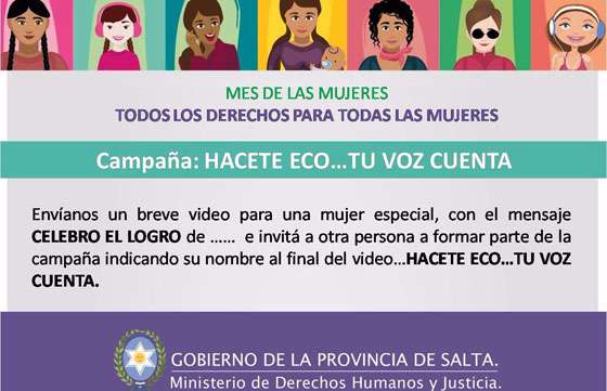 Derechos Humanos y Justicia lanzará la campaña Hacete Eco, Tu Voz Cuenta