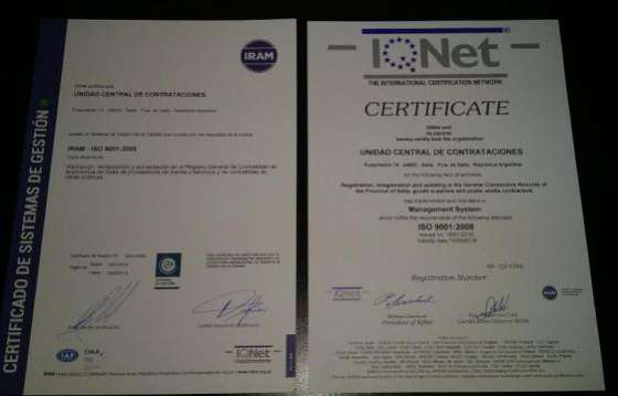 La Unidad de Contrataciones obtuvo la certificación en normas de calidad