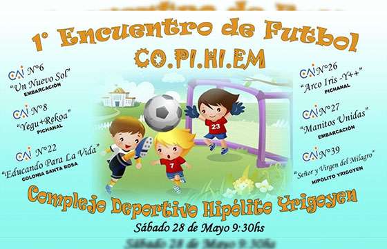 En Hipólito Yrigoyen se realizará un encuentro de fútbol infantil