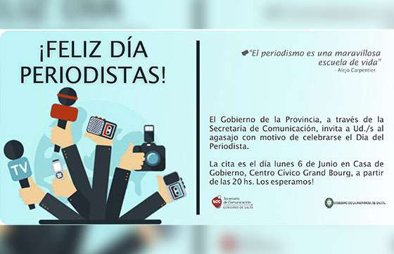 El Gobierno ofrecerá un agasajo por el Día del Periodista