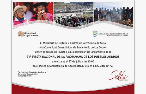 Hoy se realizará el lanzamiento de la Fiesta Nacional de la Pachamama
