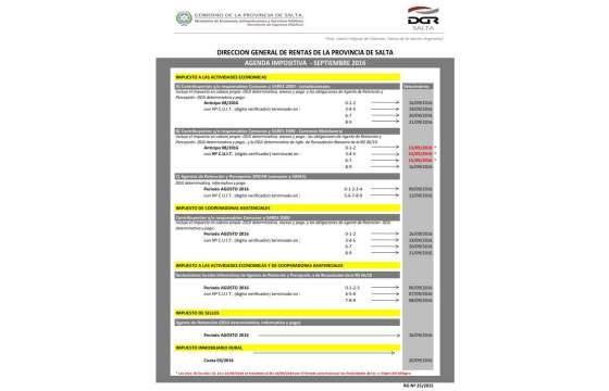 ​Rentas: Calendario impositivo para septiembre