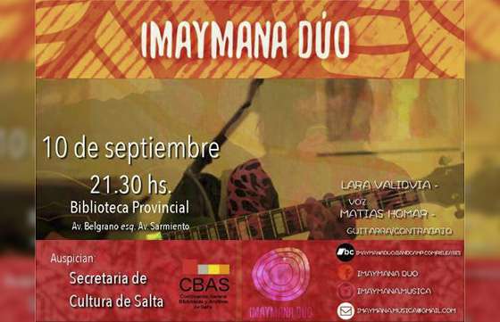 Imaymana Dúo se presenta en el Ciclo de Compositores e Intérpretes