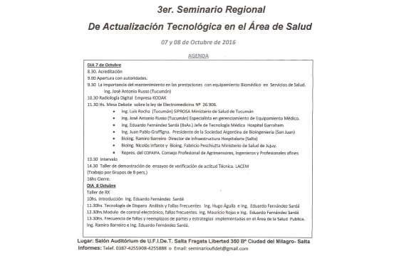 El 7 y 8 de octubre se realizará un seminario para alumnos de tecnicaturas en salud y público en general