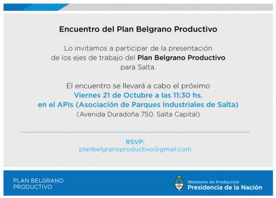 Presentarán los ejes de trabajo del Plan Belgrano Productivo