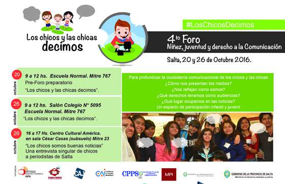 Iniciarán hoy las actividades del foro “Los chicos y las chicas decimos”