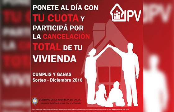 El IPV sorteará hoy la cancelación total de una vivienda