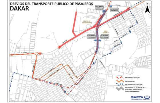 Desvíos de SAETA por el paso del DAKAR en Salta