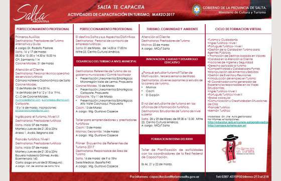 La Provincia dictará capacitaciones gratuitas para prestadores turísticos de Salta
