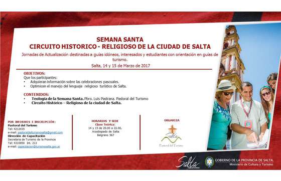 Se realizarán en Salta jornadas de actualización sobre Turismo Religioso