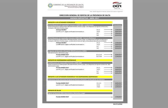 Rentas provincial recuerda a contribuyentes sobre el calendario impositivo de abril