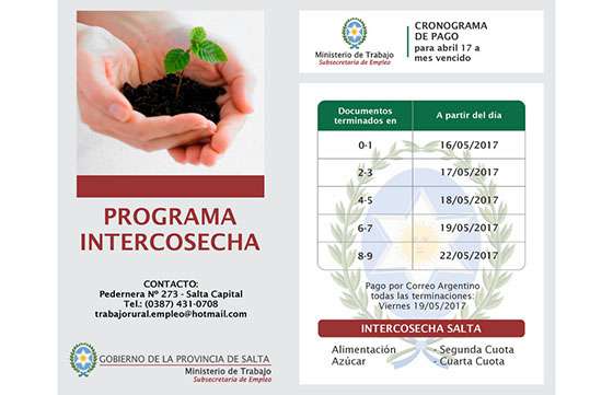 Pago a beneficiarios del programa Intercosecha