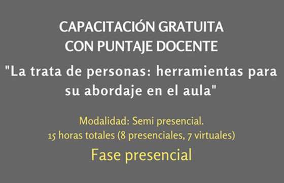 Capacitación gratuita para docentes sobre trata de personas