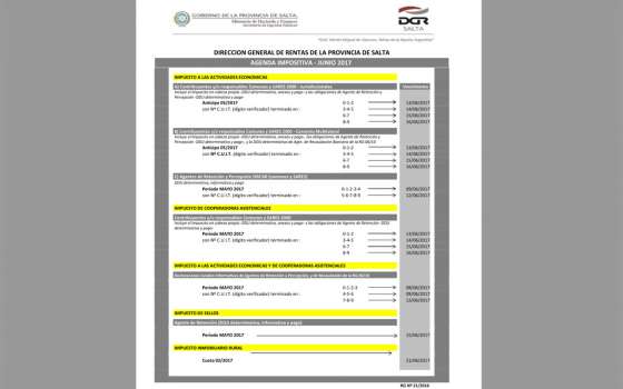 La DGR provincial informa sobre el calendario impositivo de junio