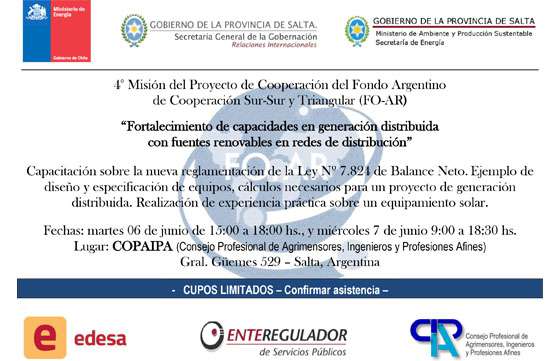 Capacitarán en “Fortalecimiento de capacidades en generación distribuida con fuentes renovables en redes de distribución”