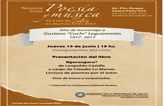 Ciclo de Poesía y Música en Casa de Salta en Capital Federal