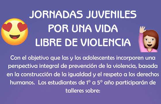 Jóvenes estudiantes participarán en una jornada de integración por una vida libre de violencia